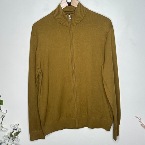 EVERLANE The No-Sweat Full Zip Sweater Tapenade Tan Sz M {RR44} - Picture 3 of 6